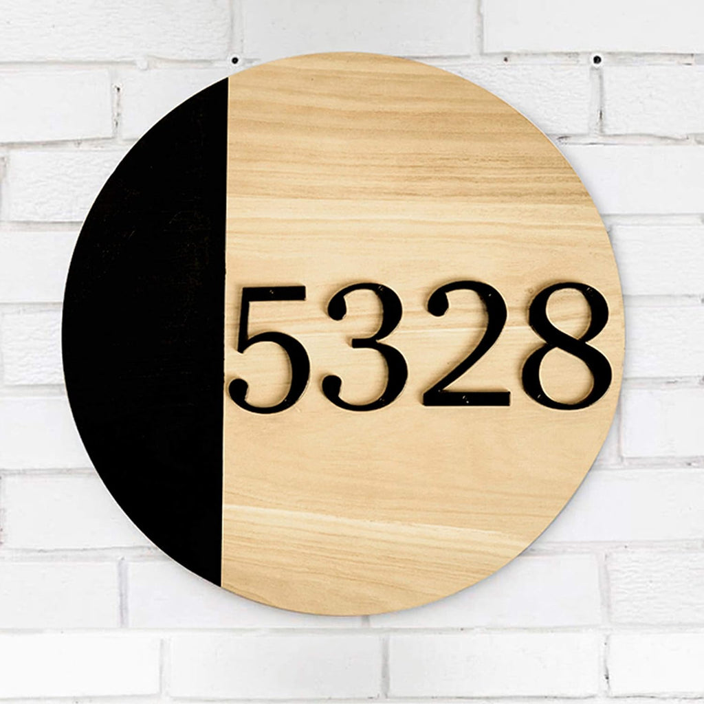 House Number Sign 4 inch Modern Door Numbers Signage Plaque Street Home Address Numerals Zinc Alloy (5, Black)