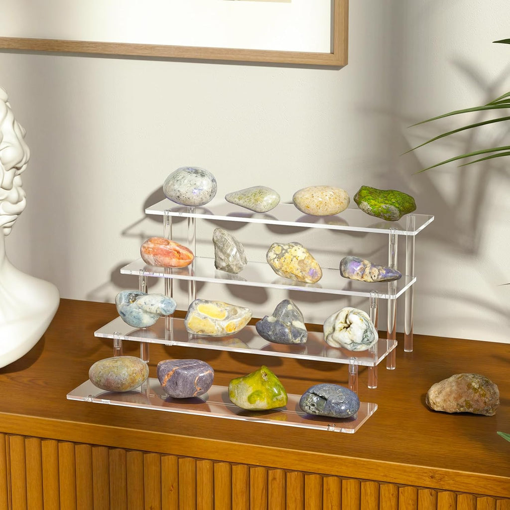4 Tier Acrylic Display Risers, Clear Perfume Organizer, Cupcake Stand | Large Dessert Display for Party, Display