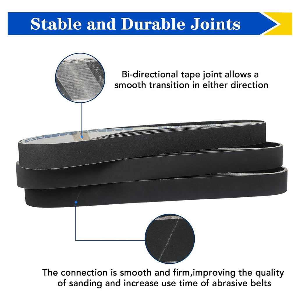 18 Pack 1 x 30 Inch Silicon Carbide Sanding Belts, 120-1000 Grit