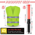 8 Pcs 16 Inch Traffic Wand Reflective Safety Vest Set, Neon Green