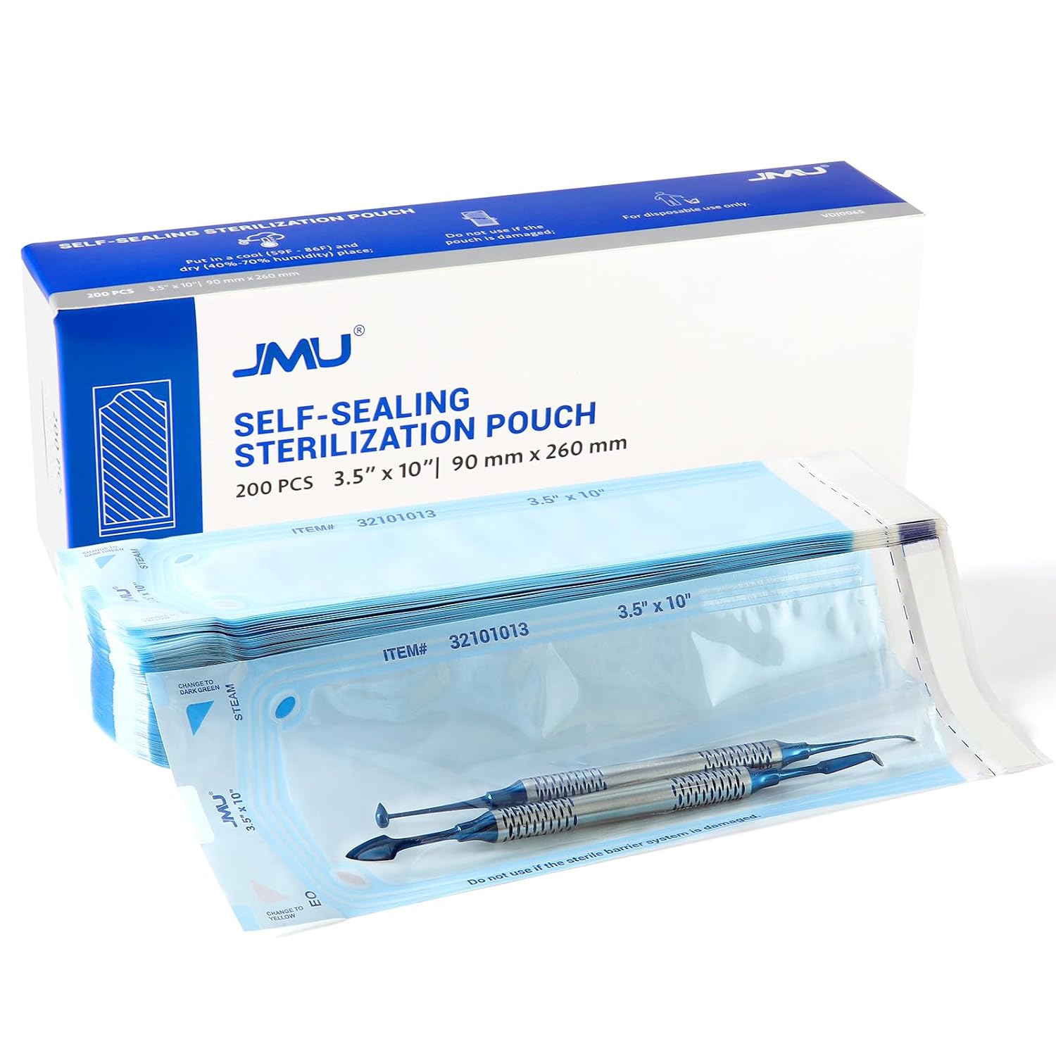 Self Seal Sterilization Pouches 3.5" x 10", Sterilization Bags 200/Box