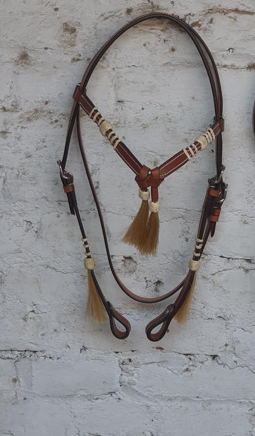 Leather Bridle Western Tack Full Grain Leather Adjustable Bridle for Horse Horse Knotted Browband Headstall with
