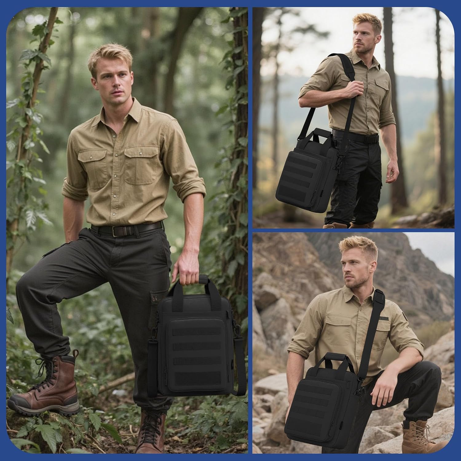 Tactical Messenger Bag, Tactical Briefcase Laptop Bag Heavy Duty MOLLE Shoulder Pack Handbag for Men(Patch Included)