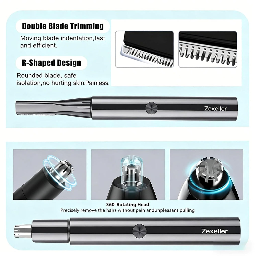 Electric Nose Hair Trimmer Eyebrow Trimmer for Men Women, 7-in-1 Painless Facial Grooming Kit, USB Rechargeable IPX7