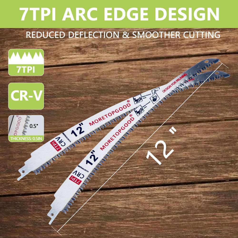 MORETOPGOOD 12" Arc Edge Reciprocating Saw Blade for Wood Pruning, 3 Pack