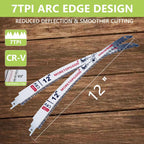 MORETOPGOOD 12" Arc Edge Reciprocating Saw Blade for Wood Pruning, 3 Pack