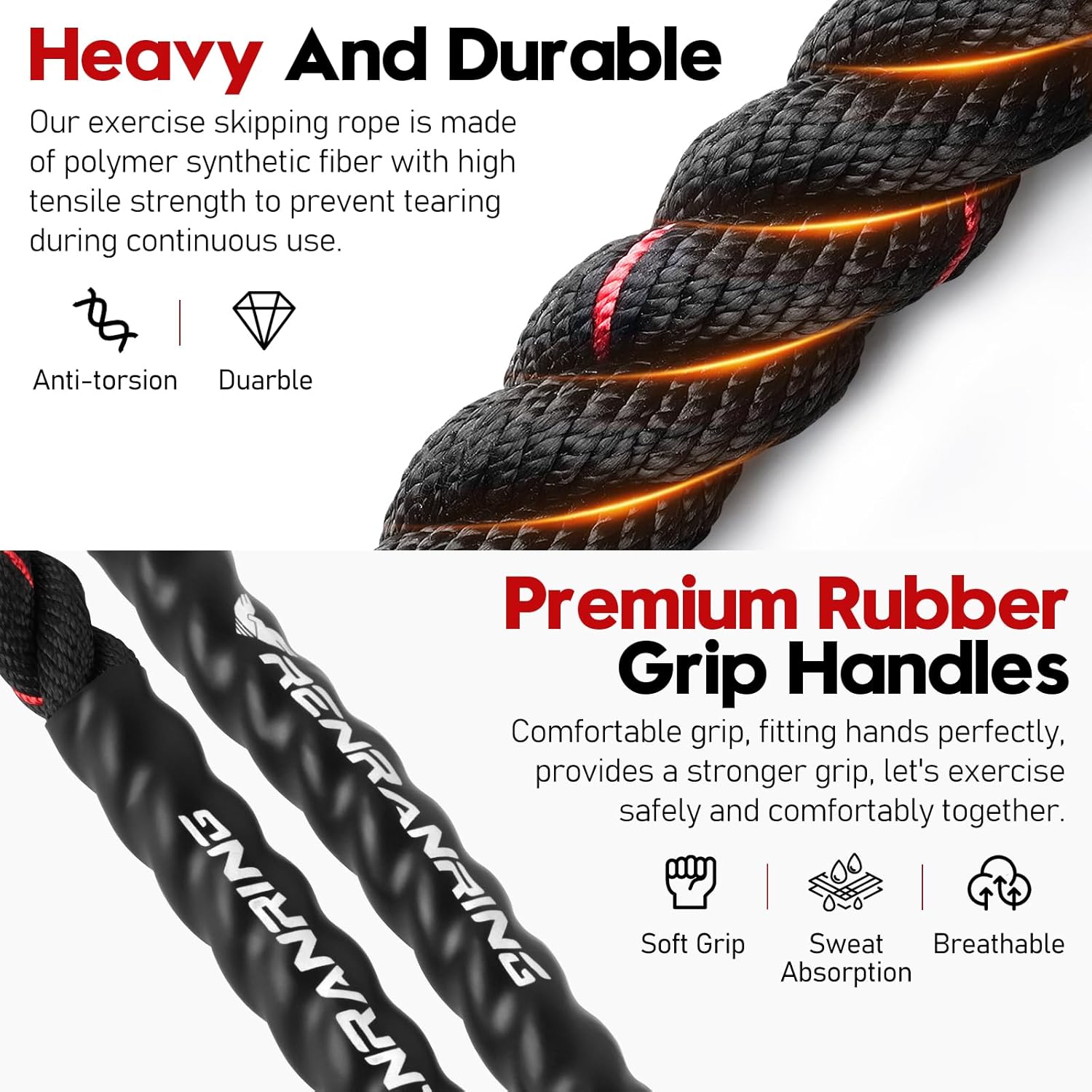 Weighted Jump Rope for Men and Women, 3lb 4lb 5lb Adult Heavy Skipping Rope, Jumprope for Fitness,Workout Equipment