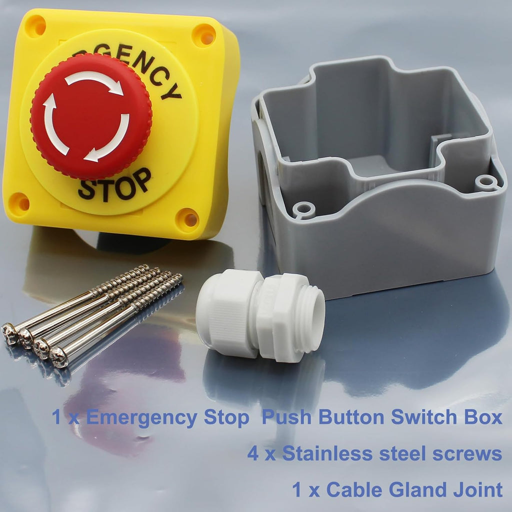 Emergency Stop Button Switch E-Stop Momentary PushButton 1NO 1NC 660V 10A