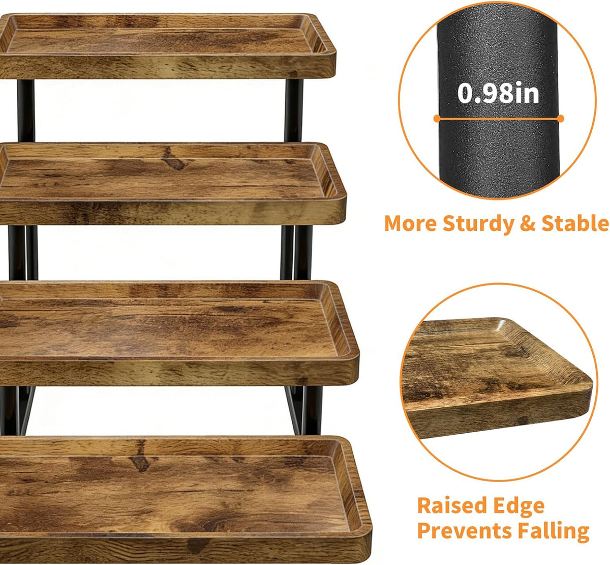 4 Tier Cupcake Stand, 15.7" Large Wooden Serving Tray
