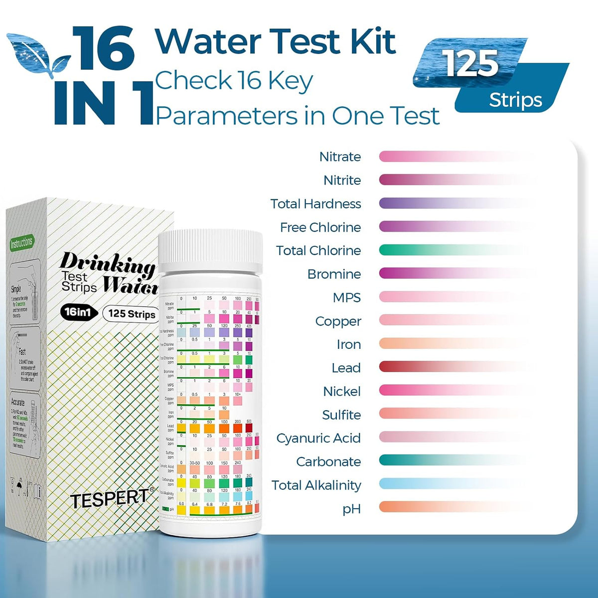 Drinking Water Test Strips 125ct, Lead Home Tap Well Water Test Kit