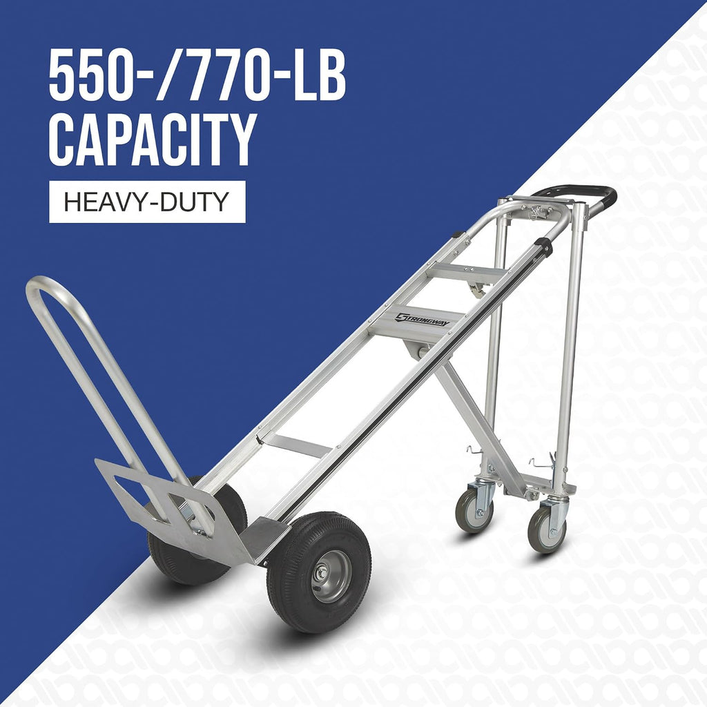 3-in-1 Aluminum Hand Truck and Platform Cart, 550-Lb. Upright | 770-lb. platform capacity, 10in. pneumatic wheels