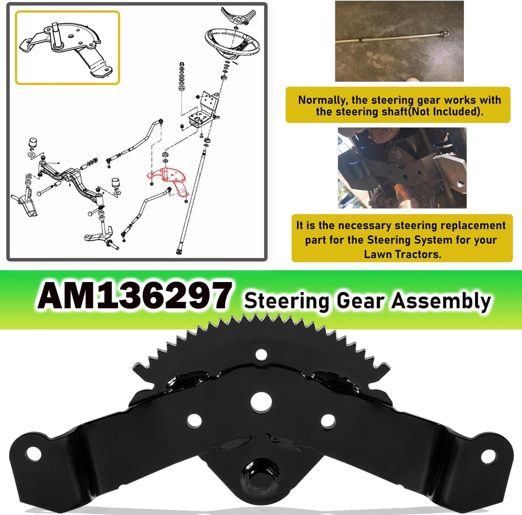 AM136297 Steering Sector Gear For X300 X320 X340 X500 X520 Lawn Tractor, Replace AM136297 M151206