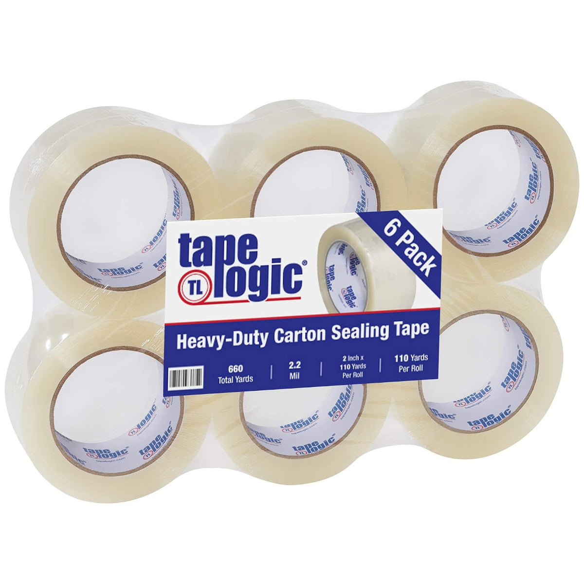 2 Inch x 110 Yards Clear Hot Melt Packing Tape, 2.2 Mil Thick, Pack of 6 Rolls