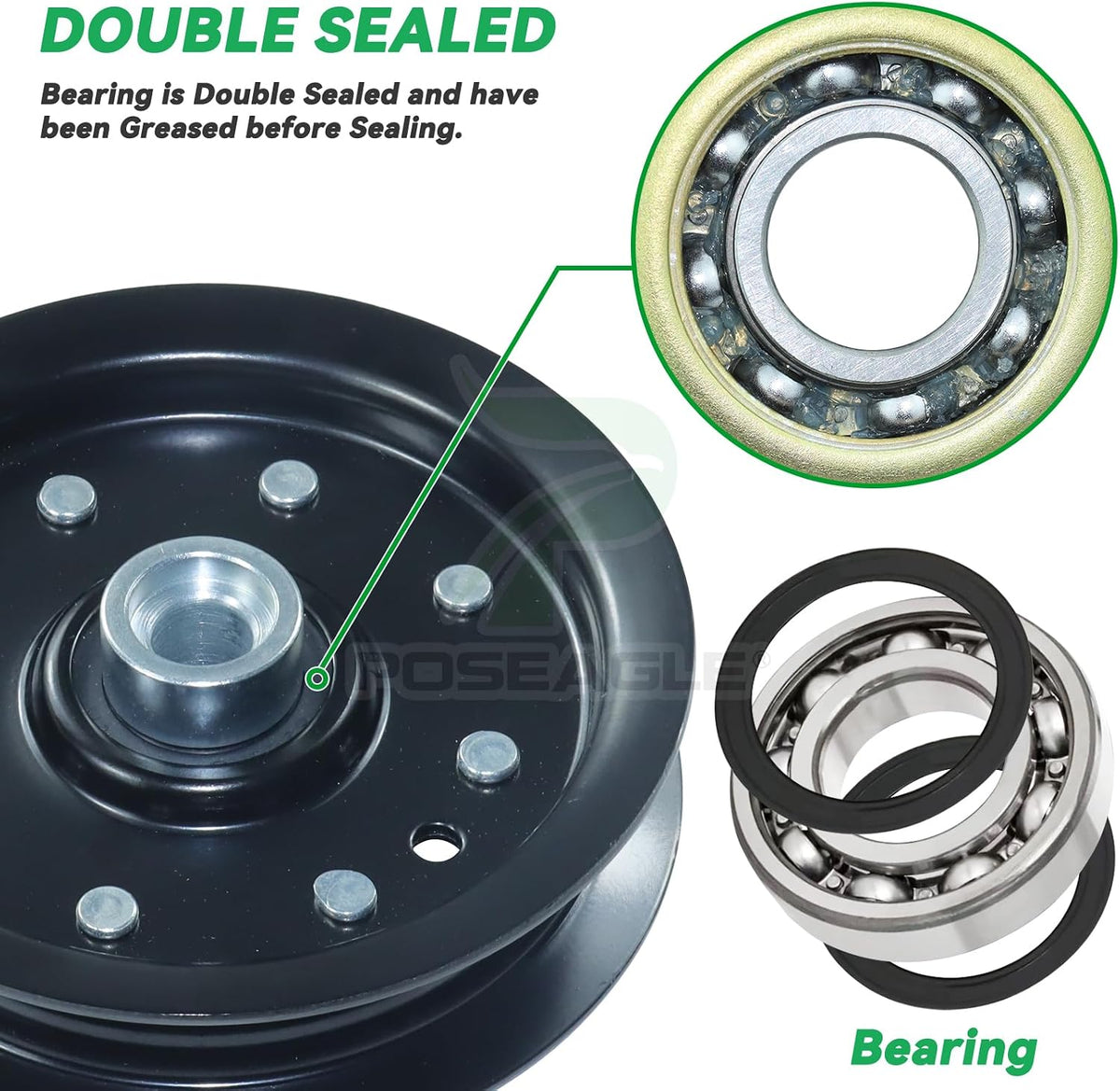 2 Pack 605512 Idler Pulley for Hustler Raptor SD, FasTrak Mowers