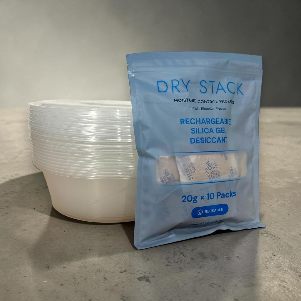 Round Filament Storage, 10-Pack – Stackable Snap-Seal Clear Containers with Rechargeable Silica Desiccant, 1kg