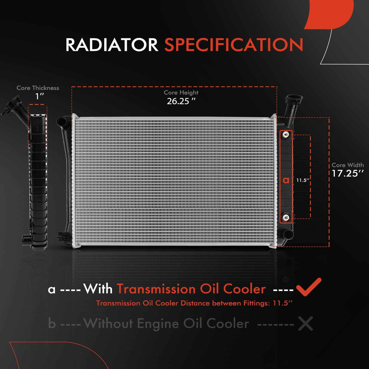 A-Premium Engine Coolant Radiator Compatible with Buick, Oldsmobile Models