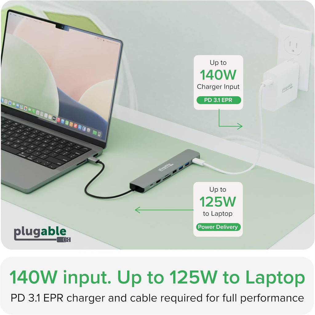 USB C Hub Multiport Adapter: 9-in-1 with 140W PD Charging, 4K 60Hz HDMI, 10Gbps Data Transfer, Gigabit Ethernet, SD