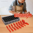 8-Piece Router Setup Bars, Precision Aluminum Positioning Blocks, for Router Table Saw Height Depth Angle Setting Measuring Tool With Storage Case (Each Setup Bars has Different Thickness)