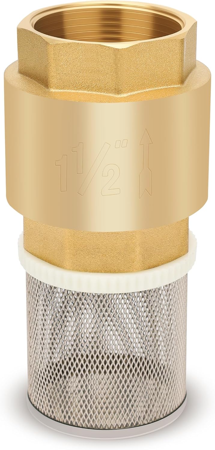 1-1/2" NPT Foot Valve with Filter, Brass, Heavy Duty, Female Thread, DN40