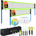 Portable Outdoor Volleyball Badminton Combo Net Set with 2 Nets | Badminton Volleyball Net for Backyard, Beach with