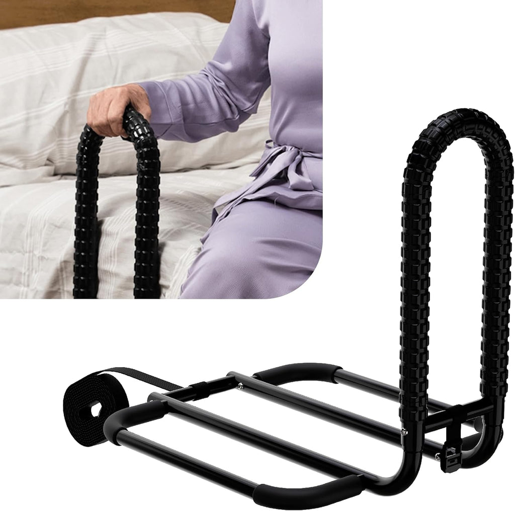 7.5″ Hand Grip Bed Rail with SafetyGrip, One Black Compact Support Rail, 400 lb Capacity, Slip Resistant Textured