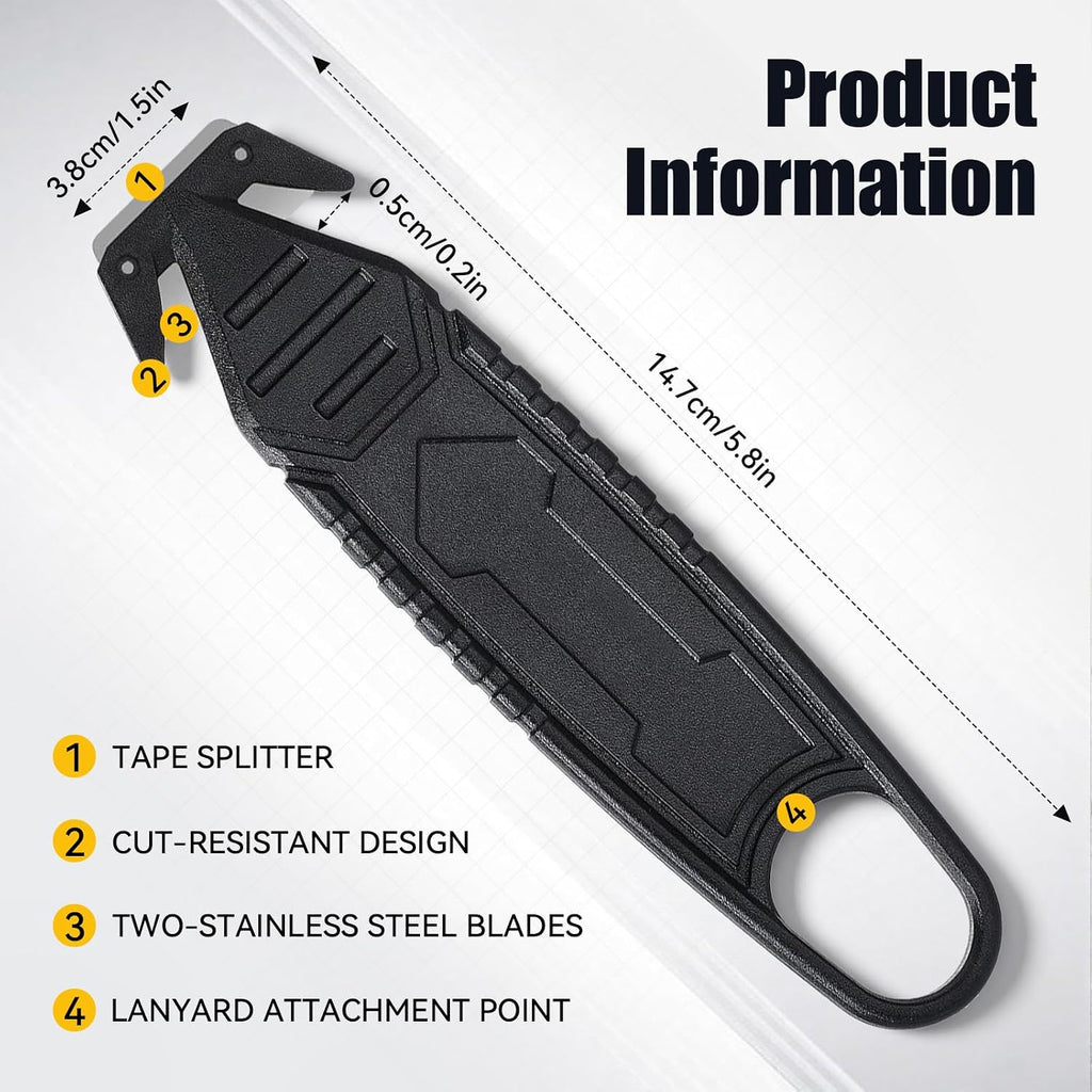 IMOZATA Safety Box Cutter 10 Pcs - Stainless Steel Concealed Blade Package Opener with Tape Splitter, Utility Tool