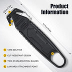 IMOZATA Safety Box Cutter 10 Pcs - Stainless Steel Concealed Blade Package Opener with Tape Splitter, Utility Tool