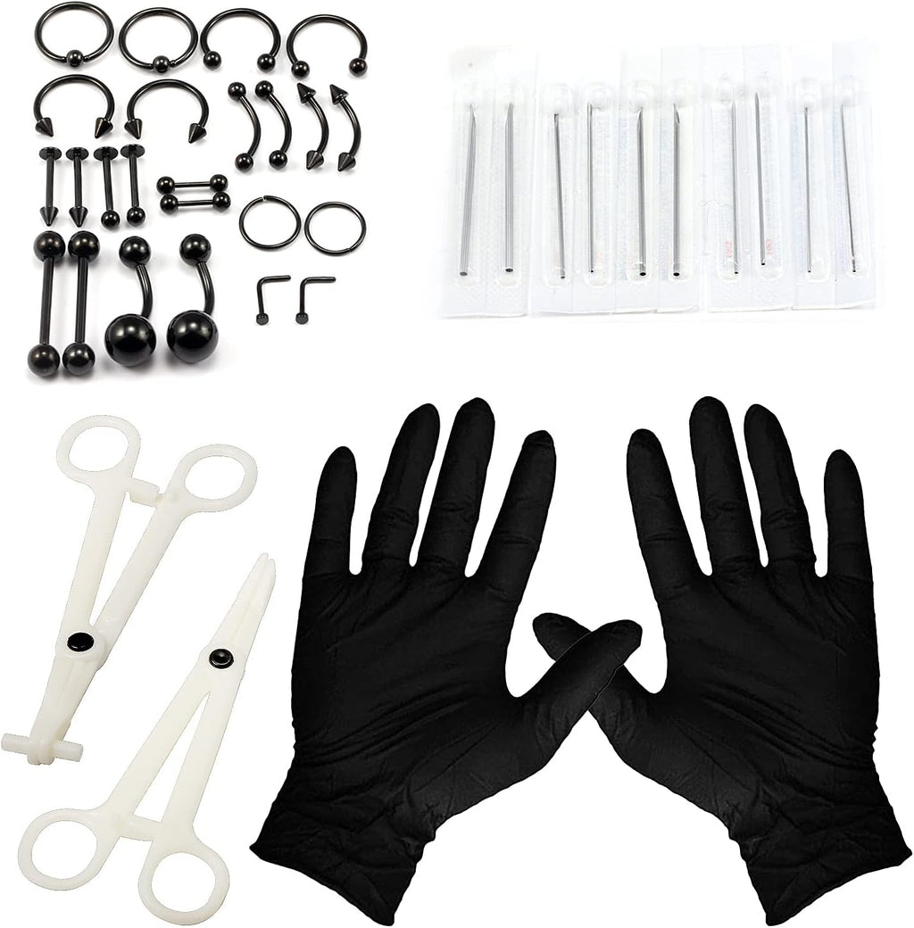 Piercing Kit 316L Surgical Steel Body Jewelry Piercing Kit with 12G 14G 16G 18G 20G Piercing Needles Use for Nose