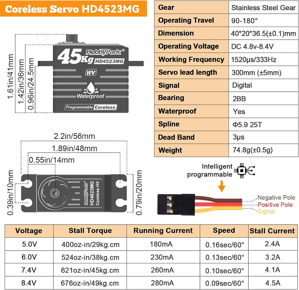 Waterproof RC Servo High Torque Coreless Motor Metal Gear Digital Servo Aluminum Case Parts for 1/8 1/10 RC Crawler
