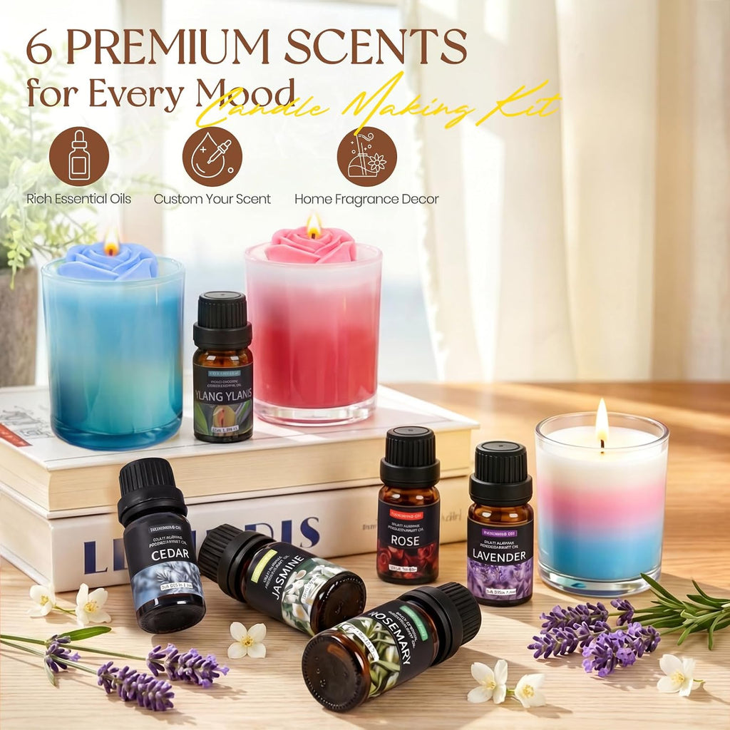 Candle Making Kit,Candle Making Kit for Adults & Beginners–1200g Soy Wax，Digital Wax Melting Pot, Floral Candle