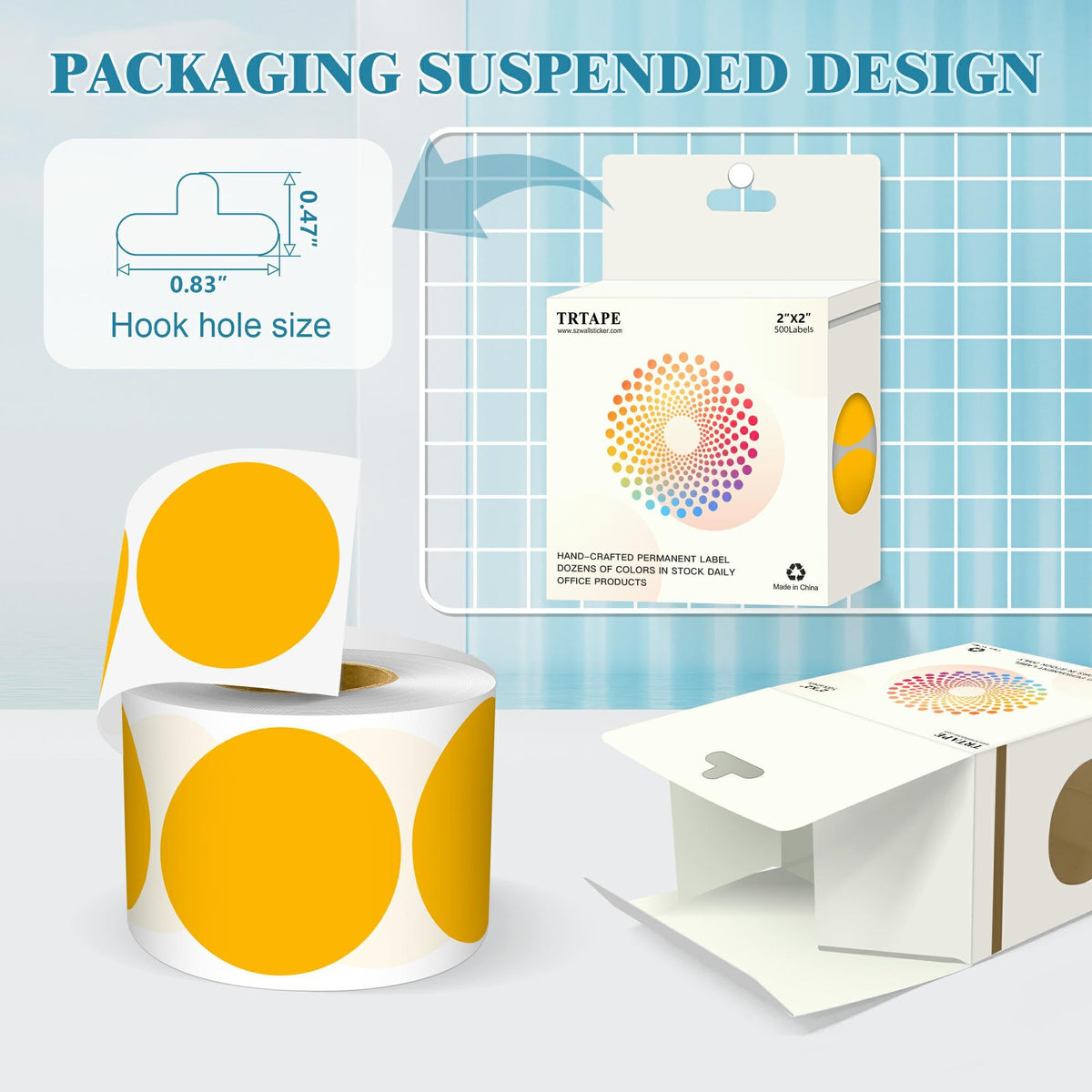 2 Inch Dot Stickers Round Sticker Label, Fluorescent Orange 500 Dots