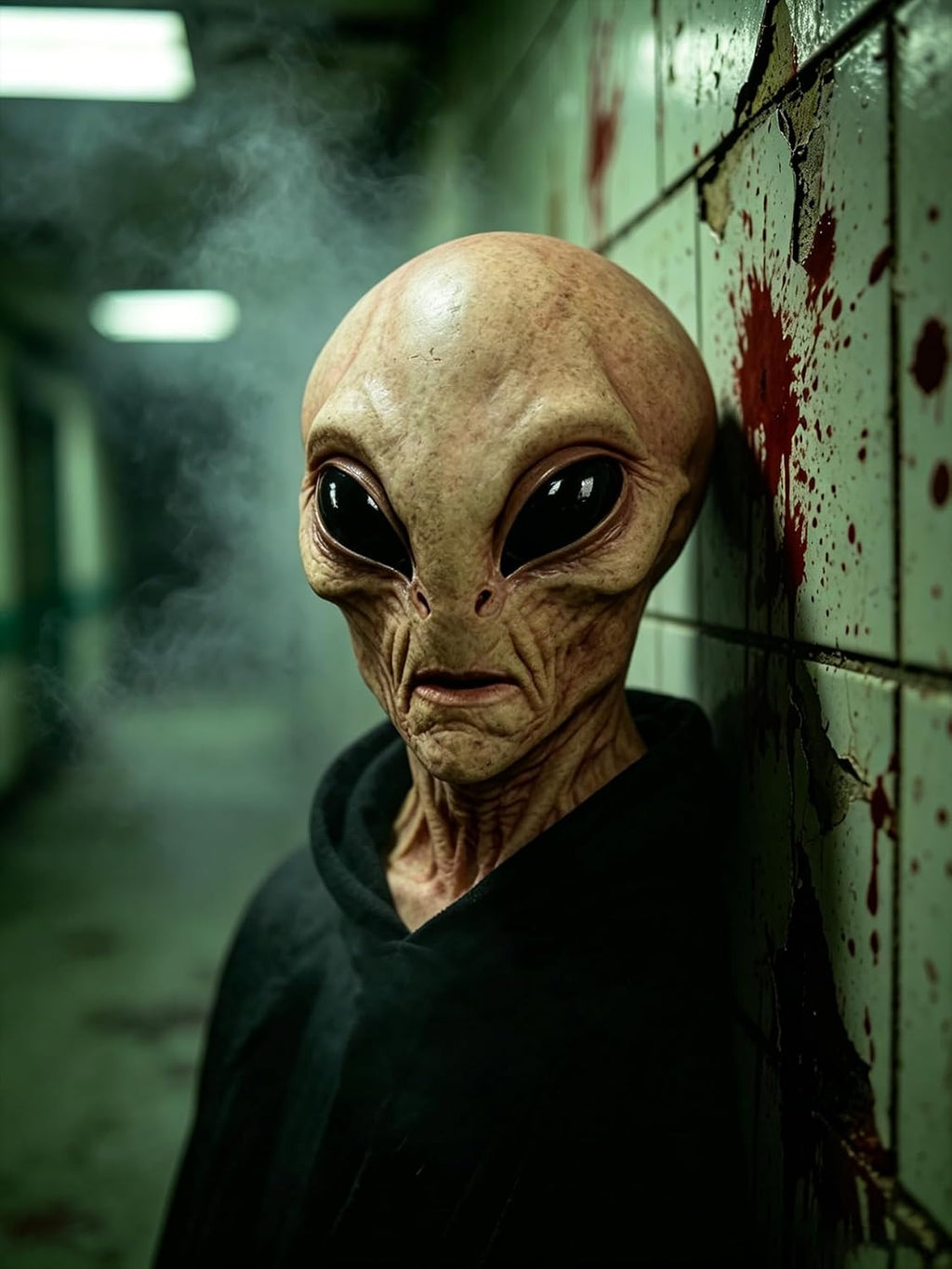 Realistic Area 51 Alien Full Head Latex Mask, Scary Creepy Prop for Adults Halloween Cosplay Costume Party 2026