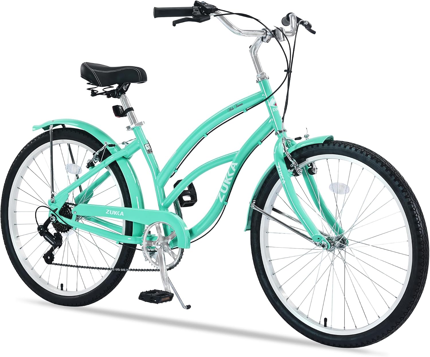 Beach Cruiser Bike 26inch Wheel Bike 7 Speed Driven System V-Brake Comfortable Commuter Bike for Women Men Senior