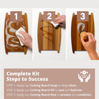 Block and Board Cutting Board Complete Care Kit - Soap, Wax, & Oil 3pc Set