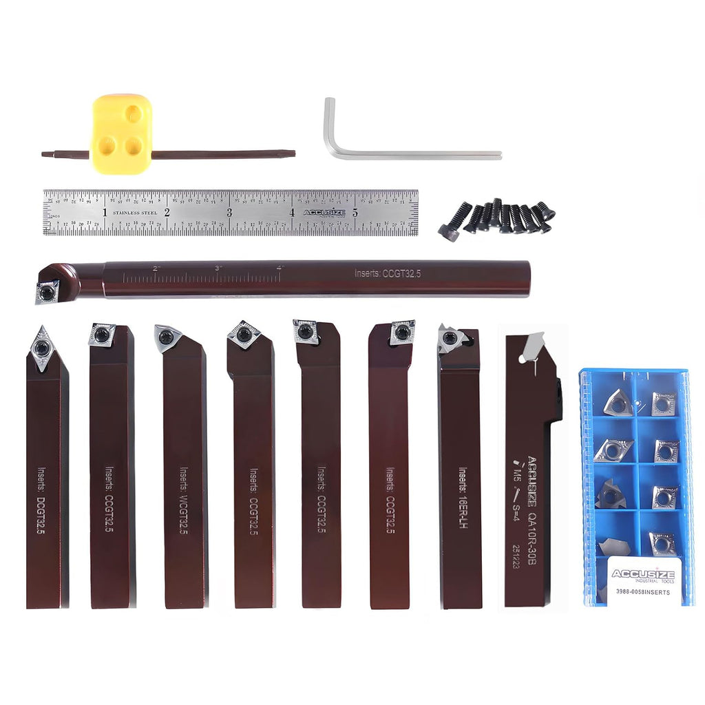 Accusize 5/8 in Shank Indexable Carbide Turning Tool Set, 3988-0058