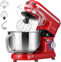 Stand Mixer, 6-Quart Tilt-Head Kitchen Mixer with Bowl, Red | 10 Speeds, Splash Guard, Dough Hook, Beater, Whisk, Egg