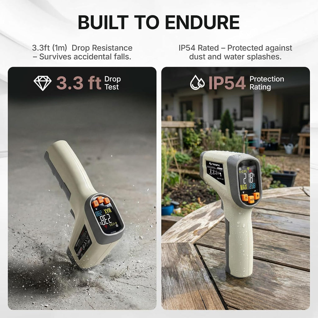 Infrared Thermometer, Laser Temperature Gun -58°F~1112°F,Off-White