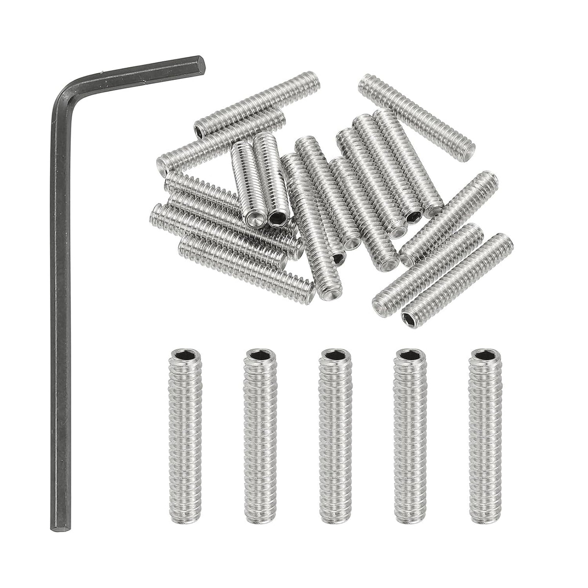 PATIKIL #10-24x1 Hex Socket Set Grub Screws 304 Stainless Steel 20Pcs