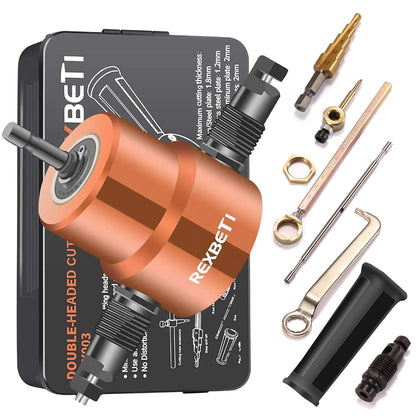 Double Head Sheet Metal Nibbler, Straight Curve Circle Metal Cutter | Drill Attachment Cutter