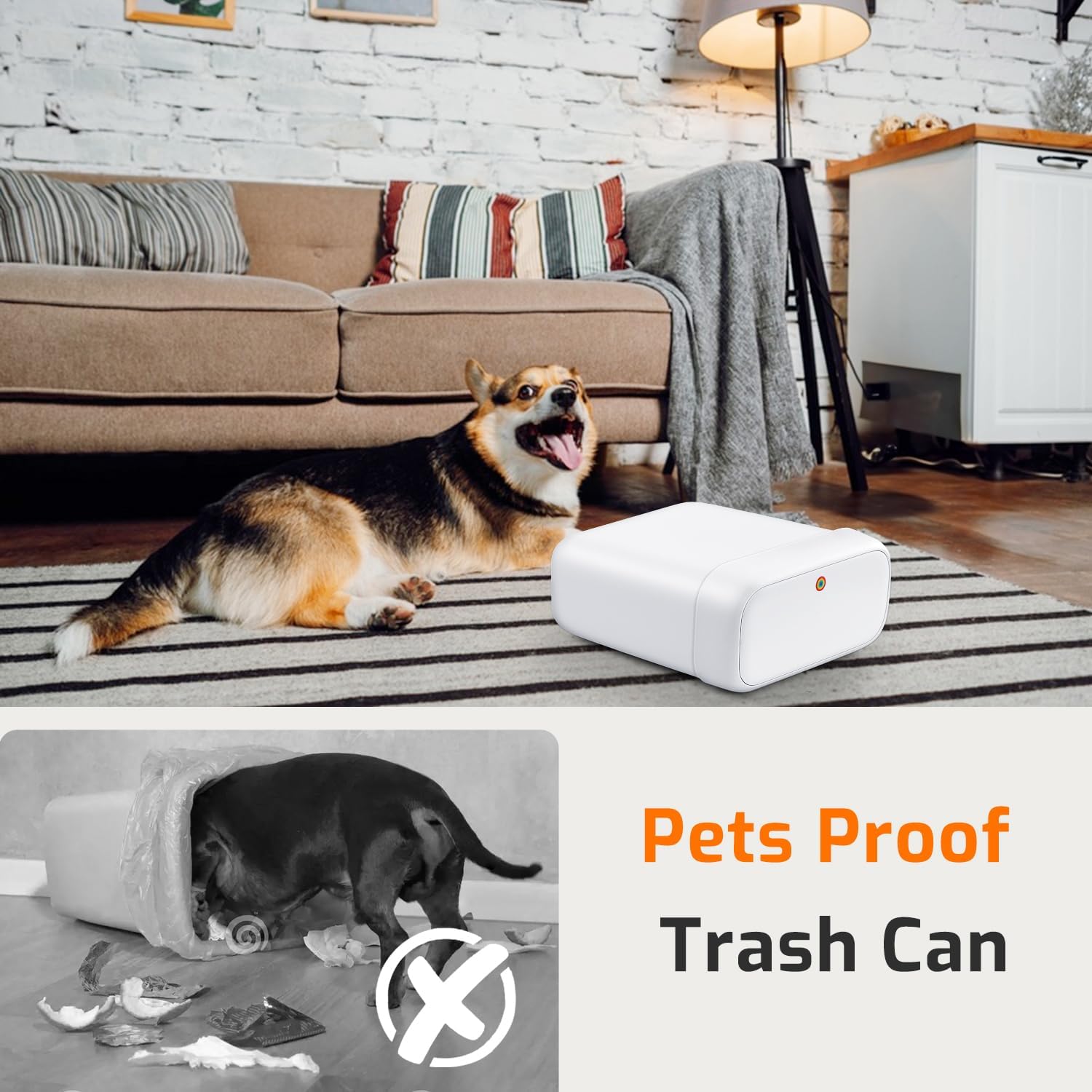 Small Bathroom Trash Can with Lid, 2.6 Gallons / 10 L Slim Plastic Garbage Bin with Pop-Up Lid, Mini Waste Basket Can