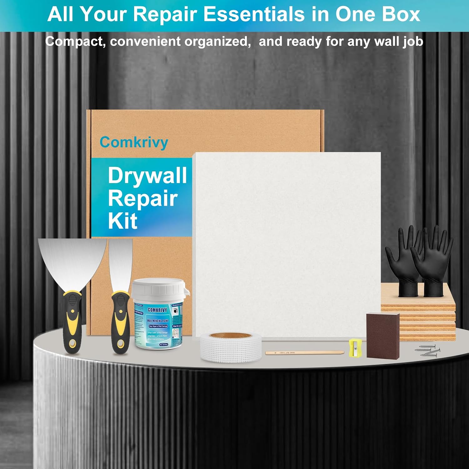 Drywall Repair Kit with 12"x12" Dry Wall Repair Panel, 33-in-One Drywall Patch Kit Wall Patch Repair Kit with