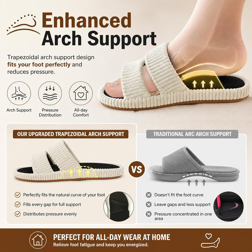 Open Toe Slippers for Women House Women Slippers with Arch Support | Summers, Coolmax, Breathable, Cozy, Memory Foam