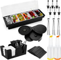 Bartending Supplies 6 Compartment Plastic Garnish Tray, 3 Tier Glass Rimmer