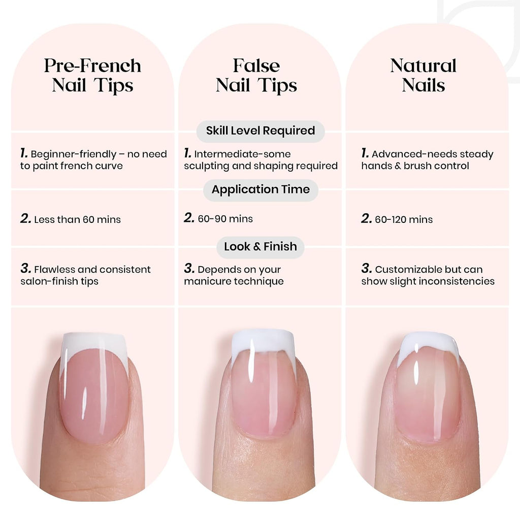 Beetles French Tips Press On Nails- 210 Pcs Medium Almond Nails