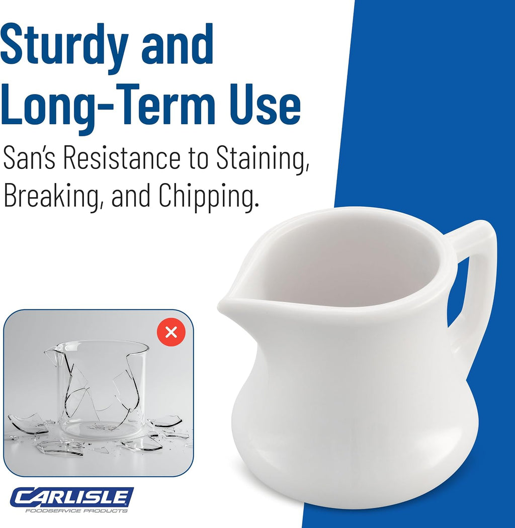 Creamer Pitcher for Restaurant and Kitchen, Plastic, 3 Ounces, White