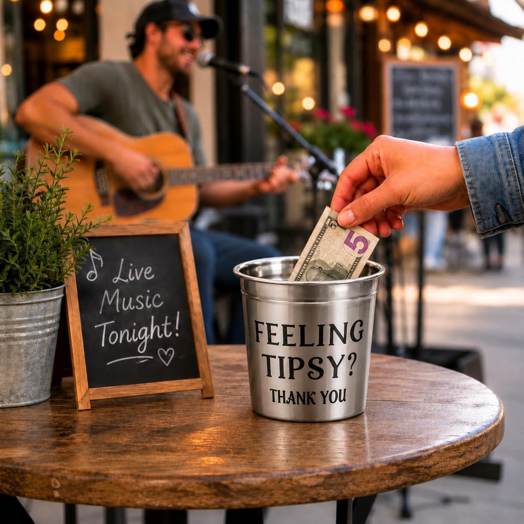 Tip Jar for Bartenders, Restaurants & Musicians, Feeling Tipsy Tip Bucket