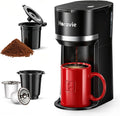 Small Single Serve Coffee Maker for K Cup and Grounds, Fast Brew One Cup Coffee Machine with One Button, 6 to 12 oz.