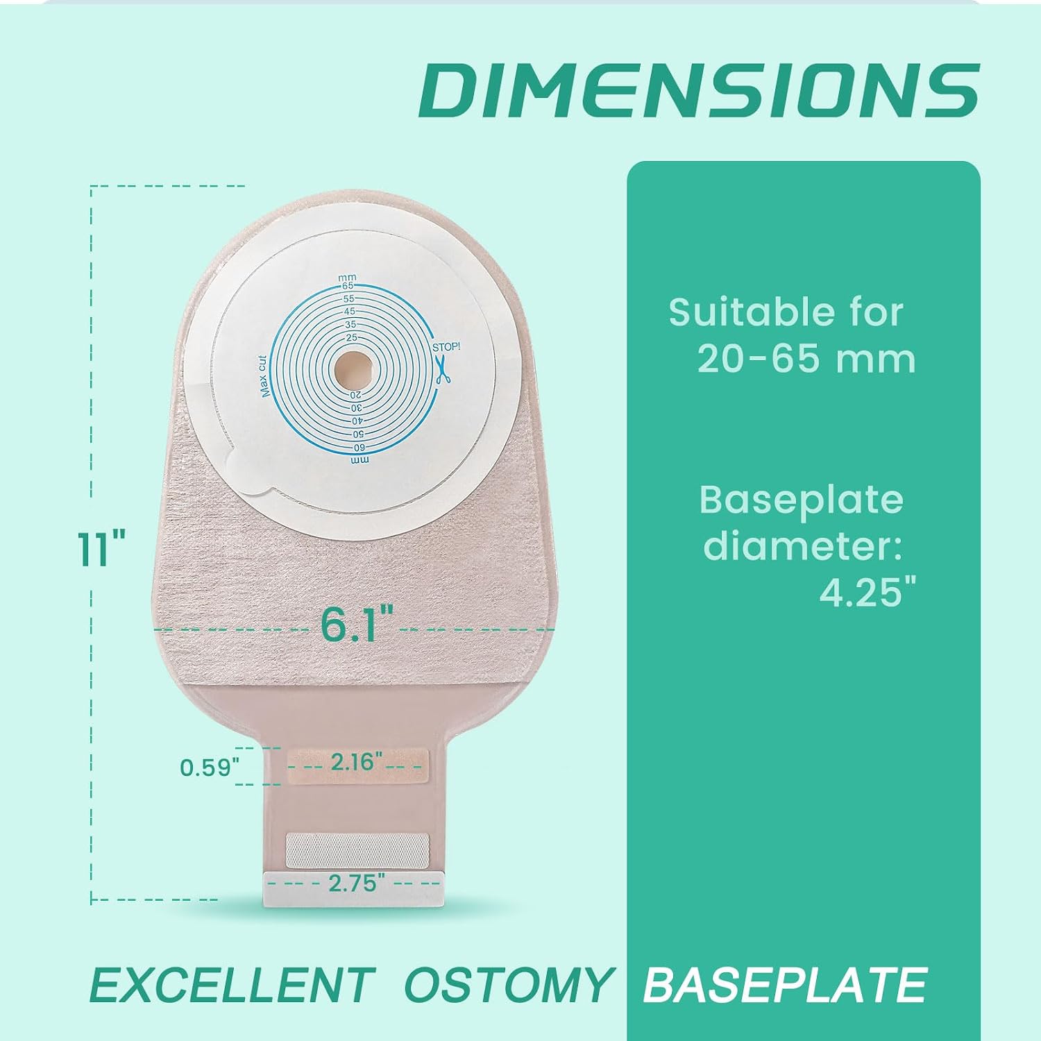 One Piece Colostomy Bags,20-65mm Cut-to-Fit,A003-12(20PCS)