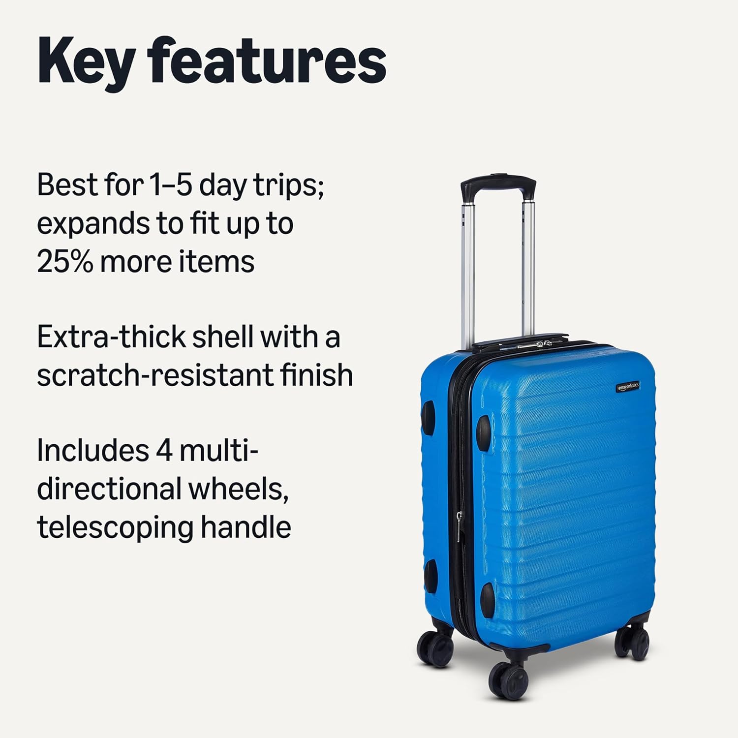 21" Hardside Carry-On Luggage with Expandable Space, Scratch-Resistant Surface, Telescoping Handle, Four