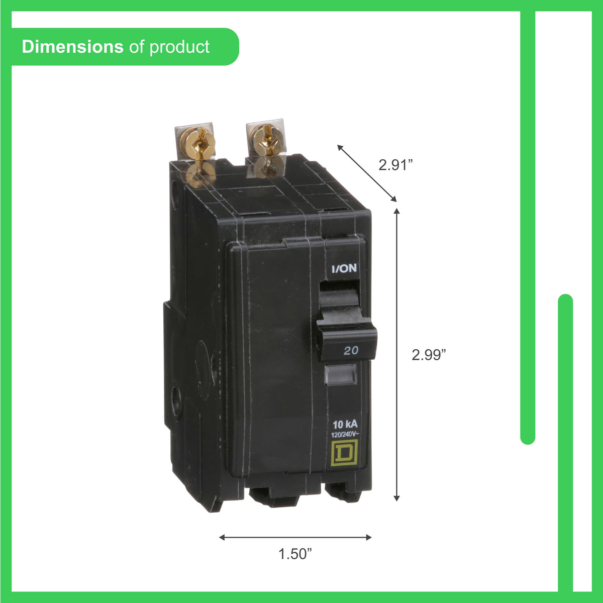 Square D - QOB220CP Circuit Breaker, Black